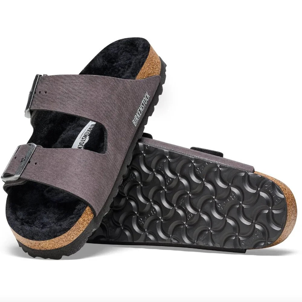 NWT BIRKENSTOCK Arizona Fur Shearling Black Sandals Size 11 Men Shoes